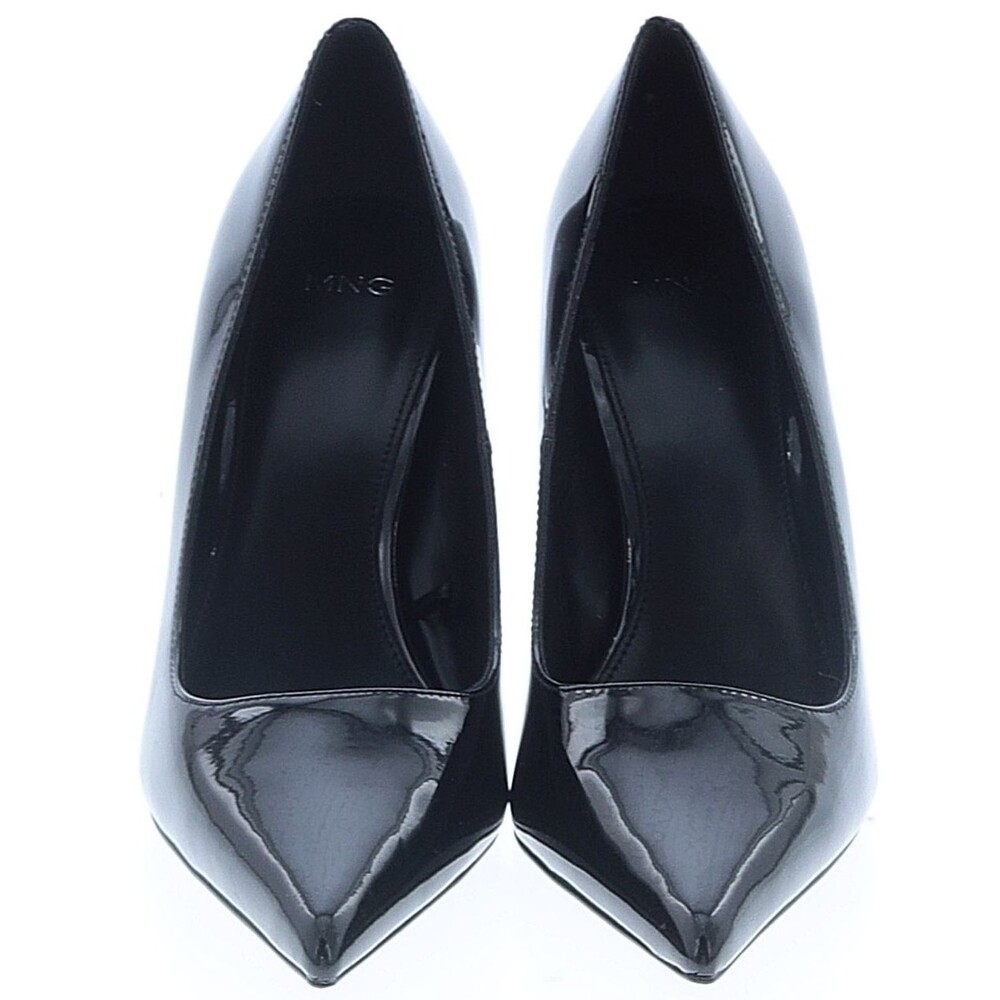 DESIGNER MNG BLACK FAUX PATENT LEATHER POINTED TOE HIGH HEEL PUMPS SHOES 8.M - Picture 8 of 16